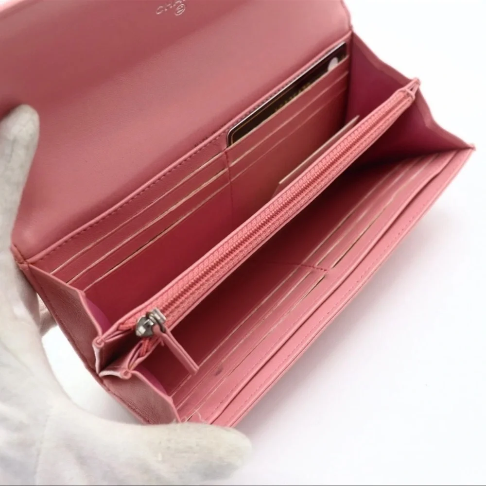 Chanel Pink Floral Embossed Wallet - Picture 6 of 9